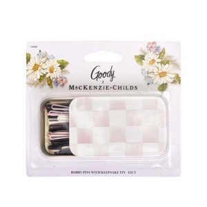 Goody x MacKenzie-Childs Pink Courtly Check Bobby Pins 45Ct Keepsake Tin Set